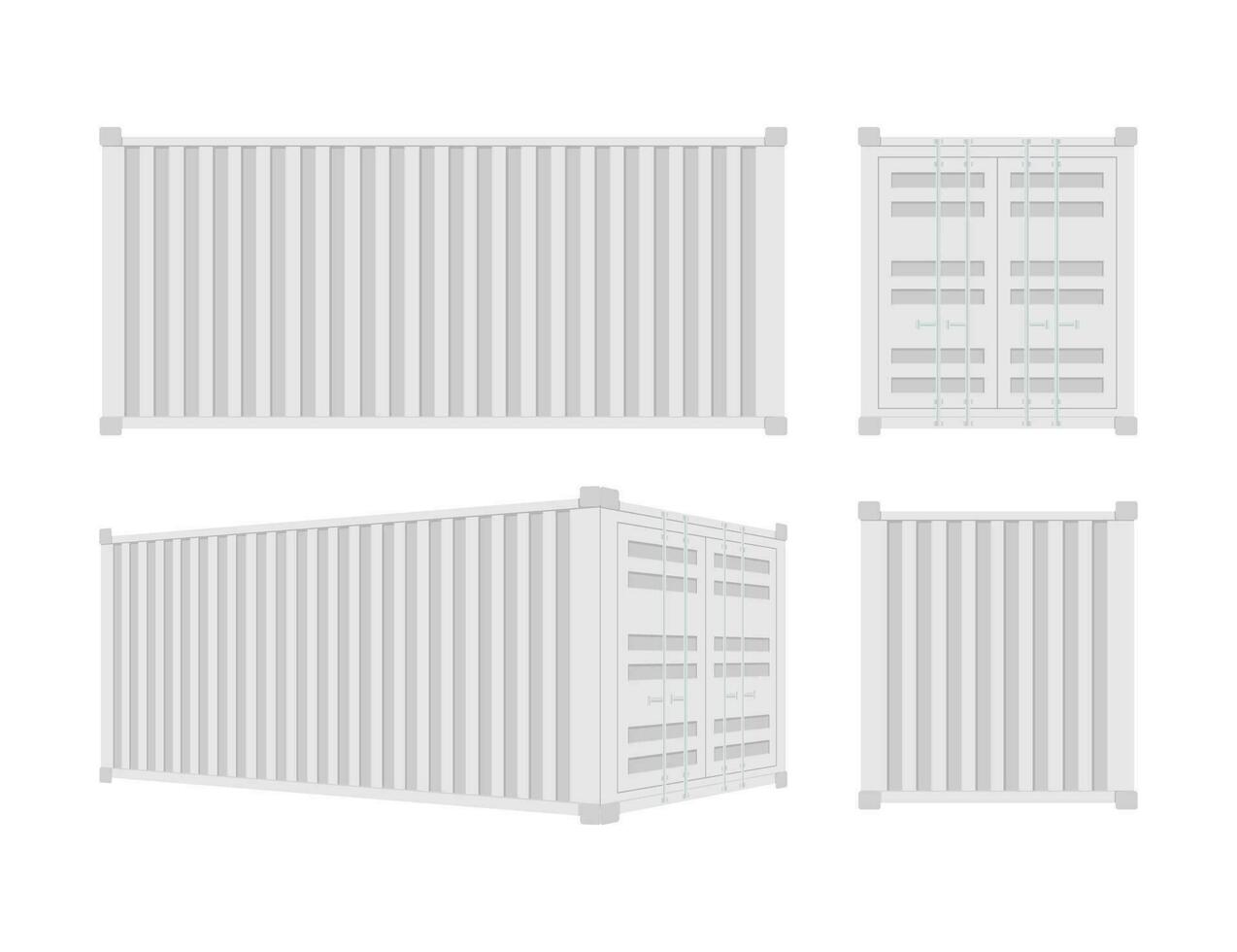 White Shipping Cargo Container Twenty and Forty feet. for Logistics and Transportation. Vector stock Illustration