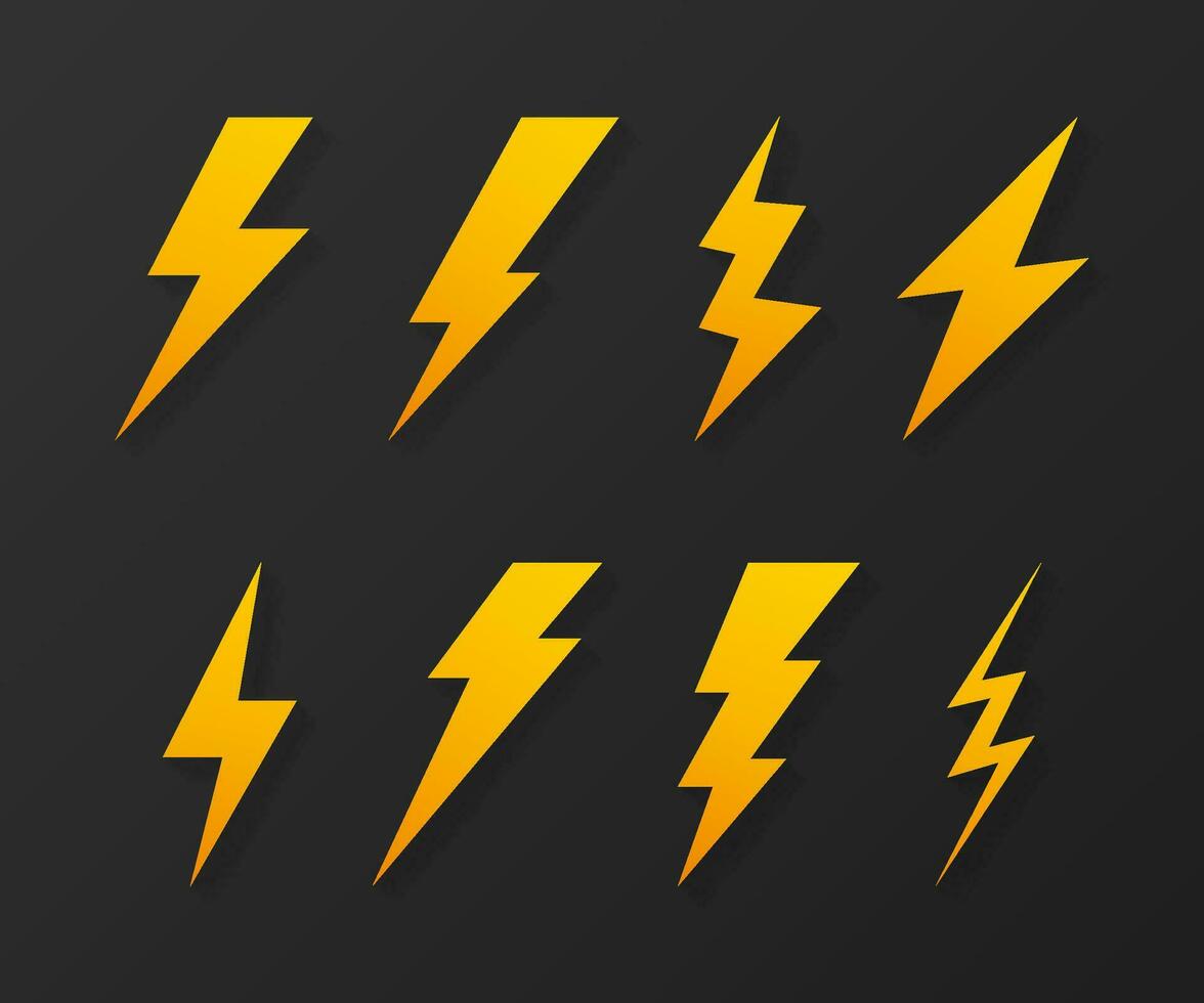 Lightning bolt. Thunder bolt, lighting strike expertise. Vector illustration.