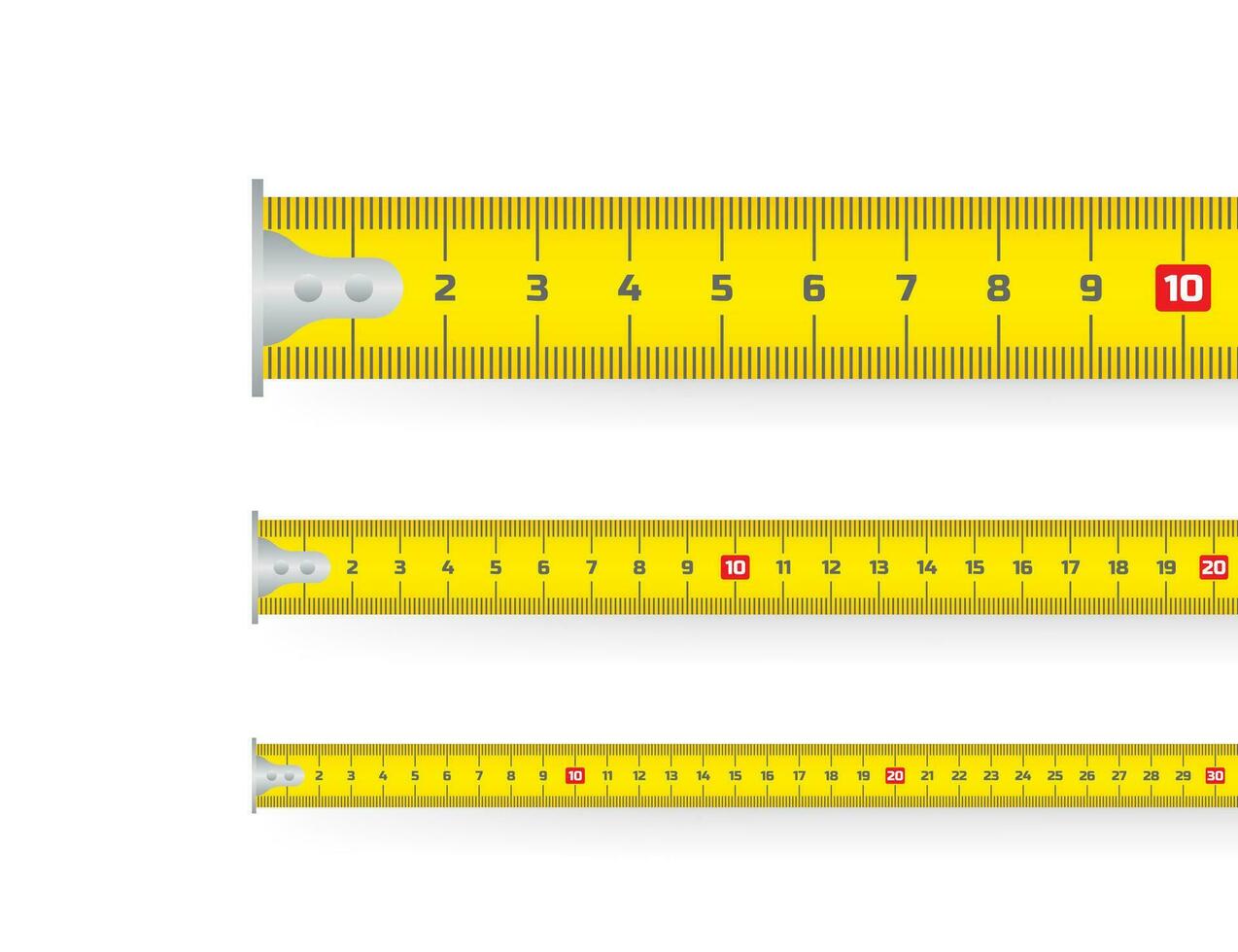 Yellow measure tape. Ruler. An instrument for measuring length. Vector stock illustration.