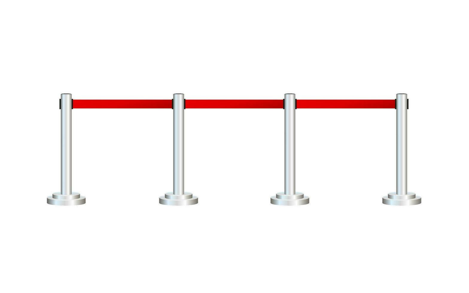 Red carpet with red ropes on silver stanchions. Exclusive event, movie premiere. Vector stock illustration.