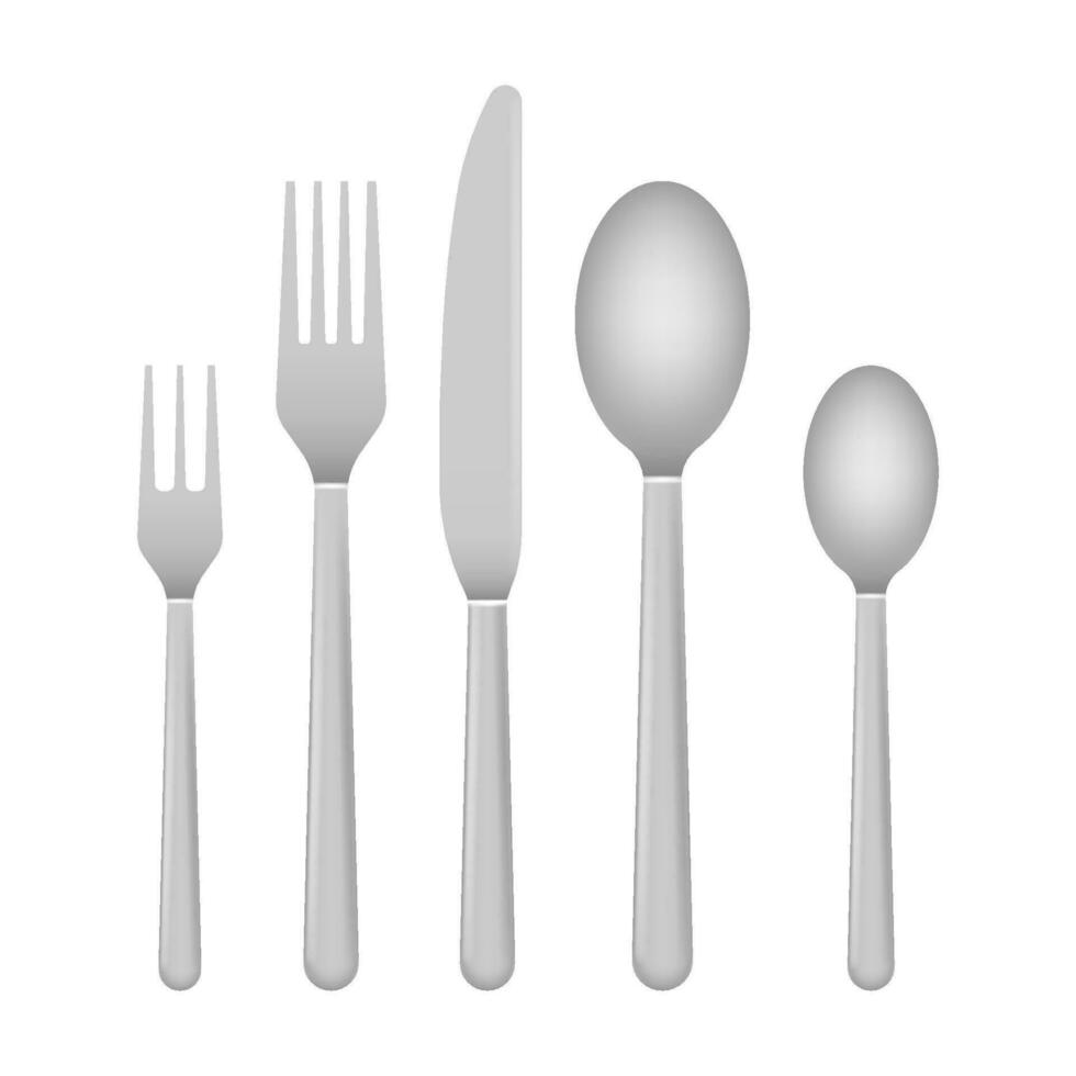 Knife and fork. Cutlery, dishes, coffee spoon, spoon Vector stock illustration