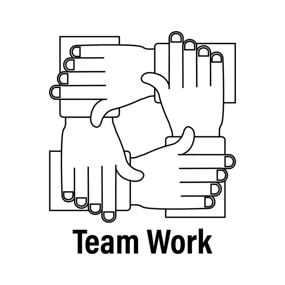 Abstract teamwork hands sign for concept design. Business concept. Teamwork, cooperation vector