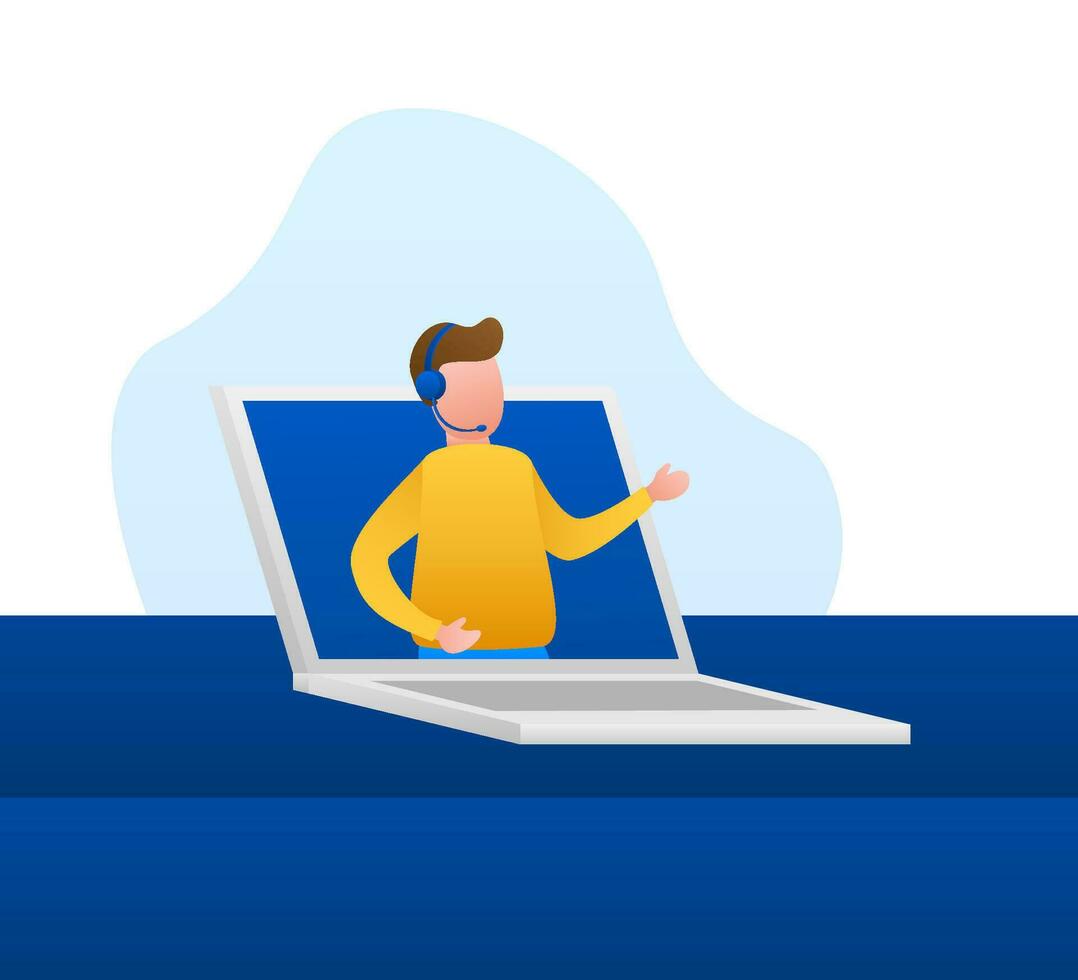 Customer service. Call center landing page. Online support center, assistance. Vector stock illustration