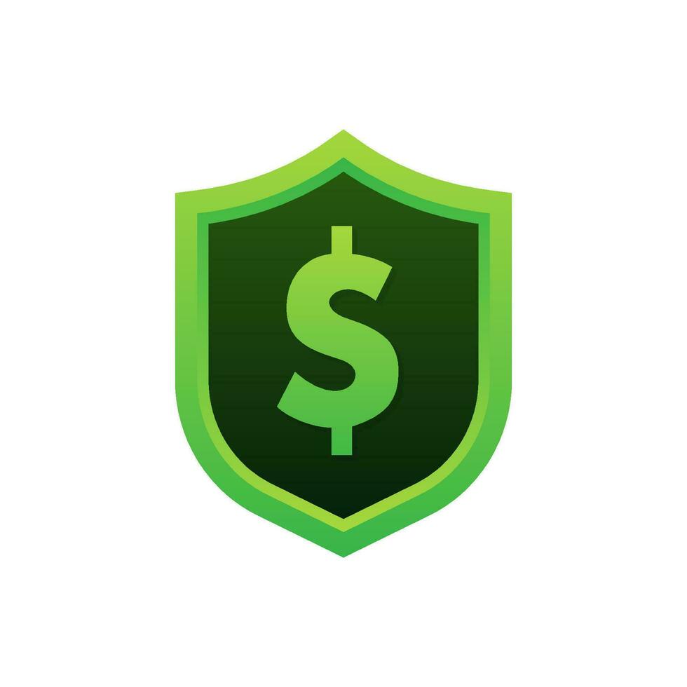 Protection money. Money safety. Financial saving insurance. Vector stock illustration.