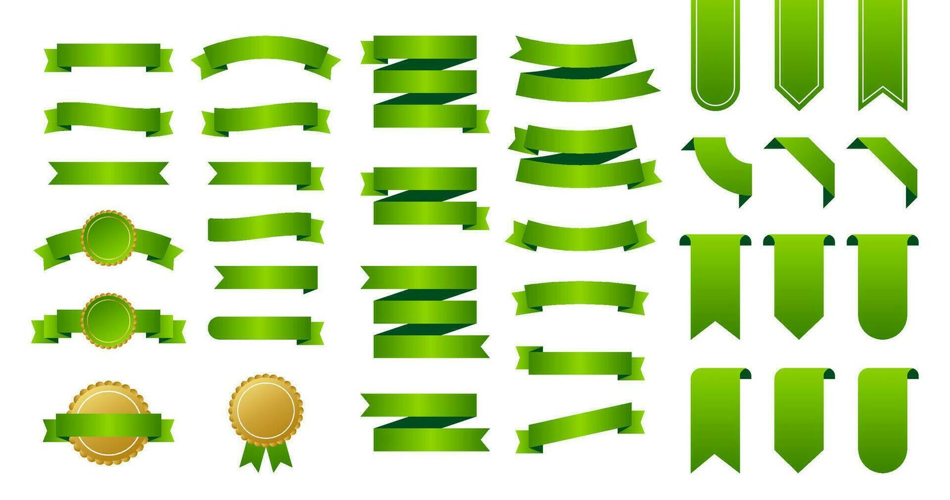 verde cintas pancartas conjunto de cintas vector ilustración.