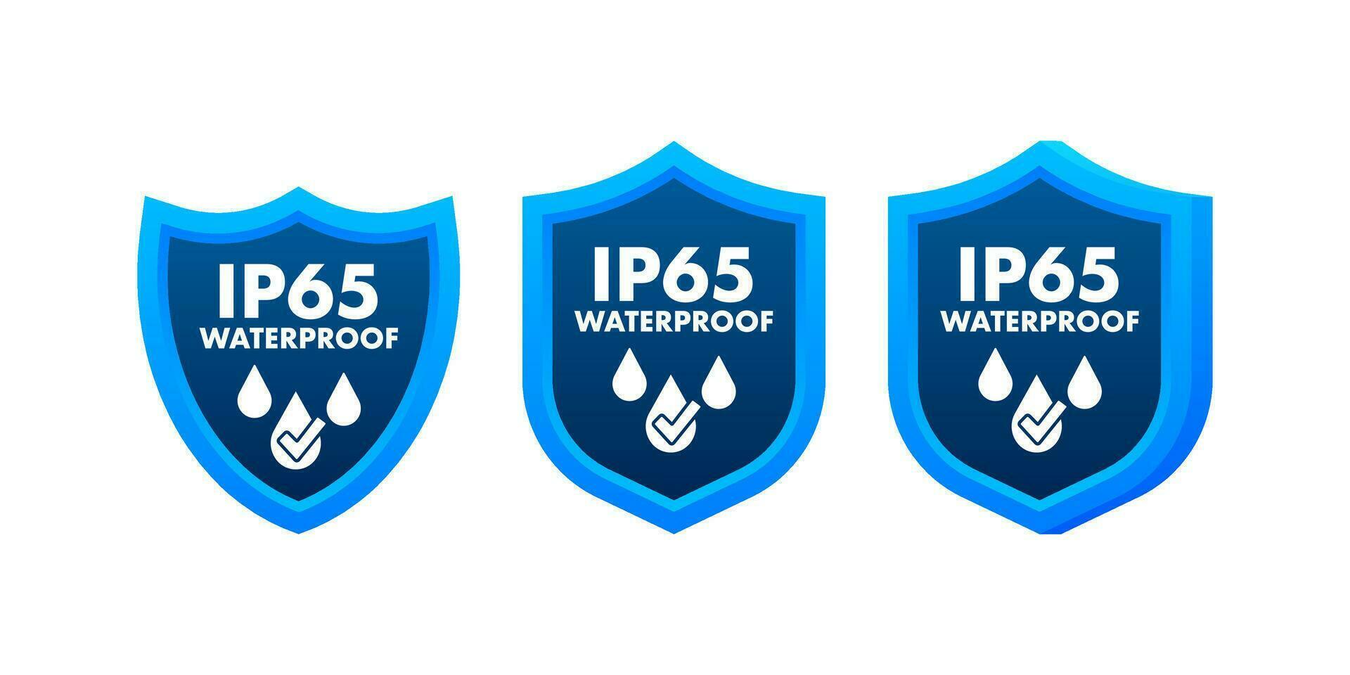IP65 waterproof, water resistance level information sign. vector