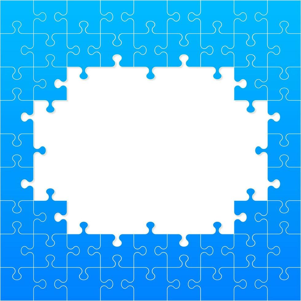 Jigsaw puzzle blank template or cutting guidelines. Vector illustration