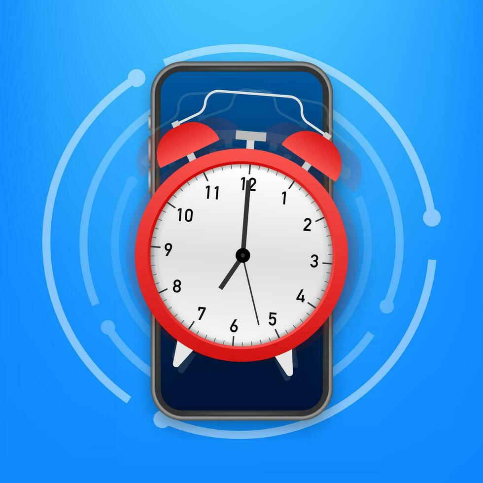 Cartoon mockup with black alarm smartphone. Smartphone mockup. Calendar reminder. Message notification icon vector