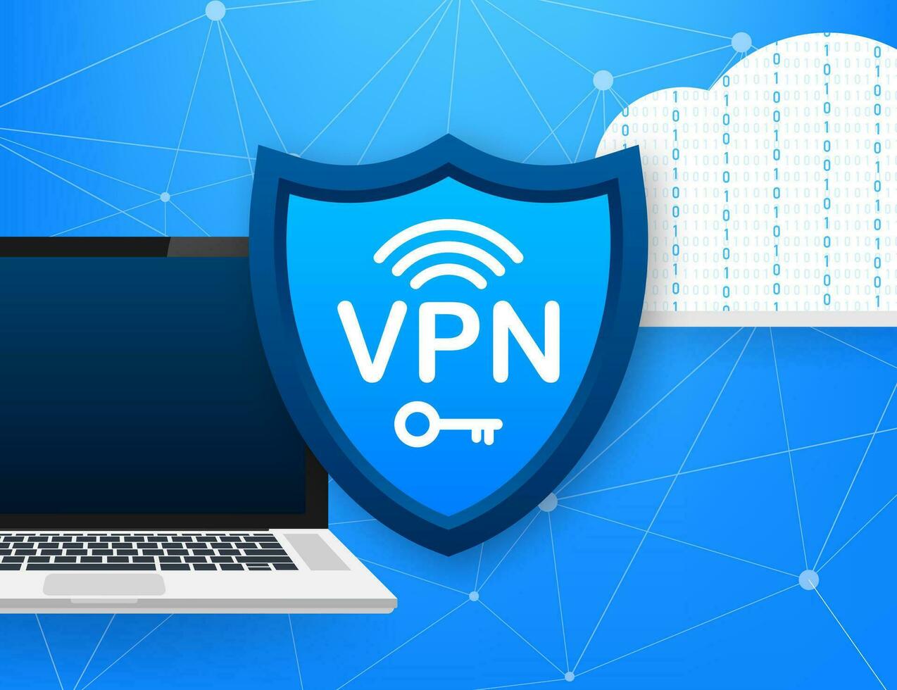 Secure VPN connection concept. Virtual private network connectivity overview. Vector stock illustration