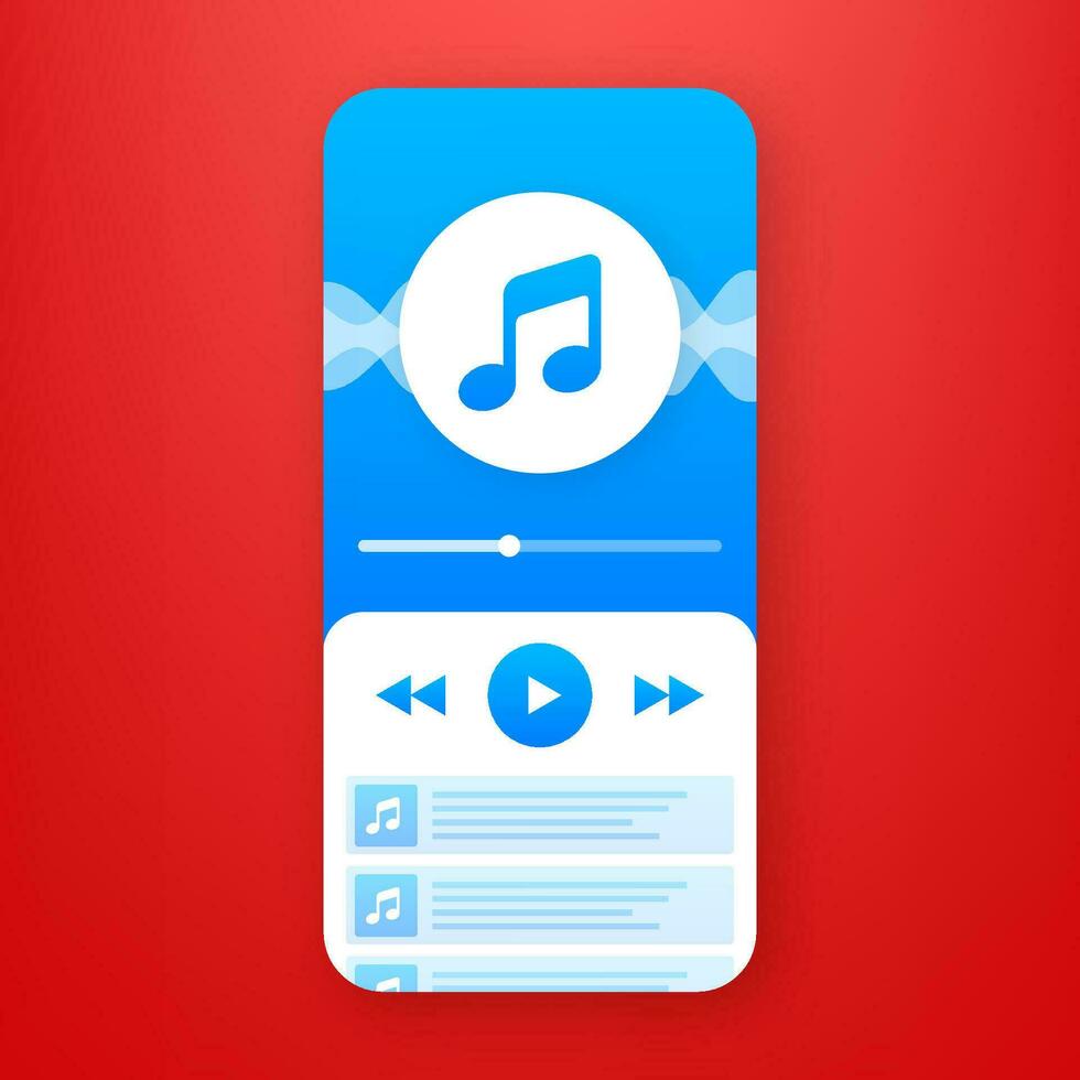 Mobile Application Interface. Music Player. Music app. Vector stock Illustration