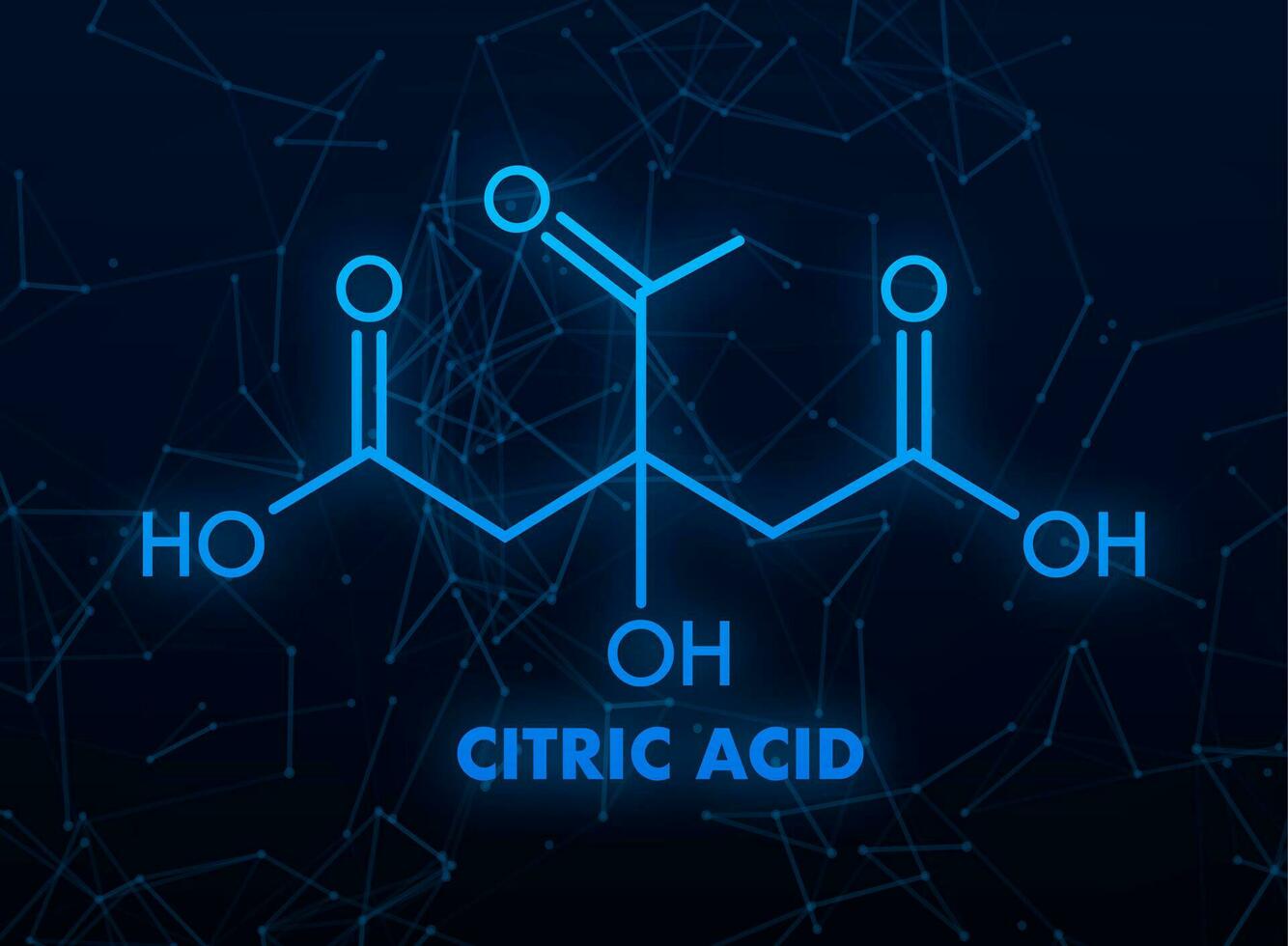 Citric acid concept chemical formula icon label, text font vector illustration.