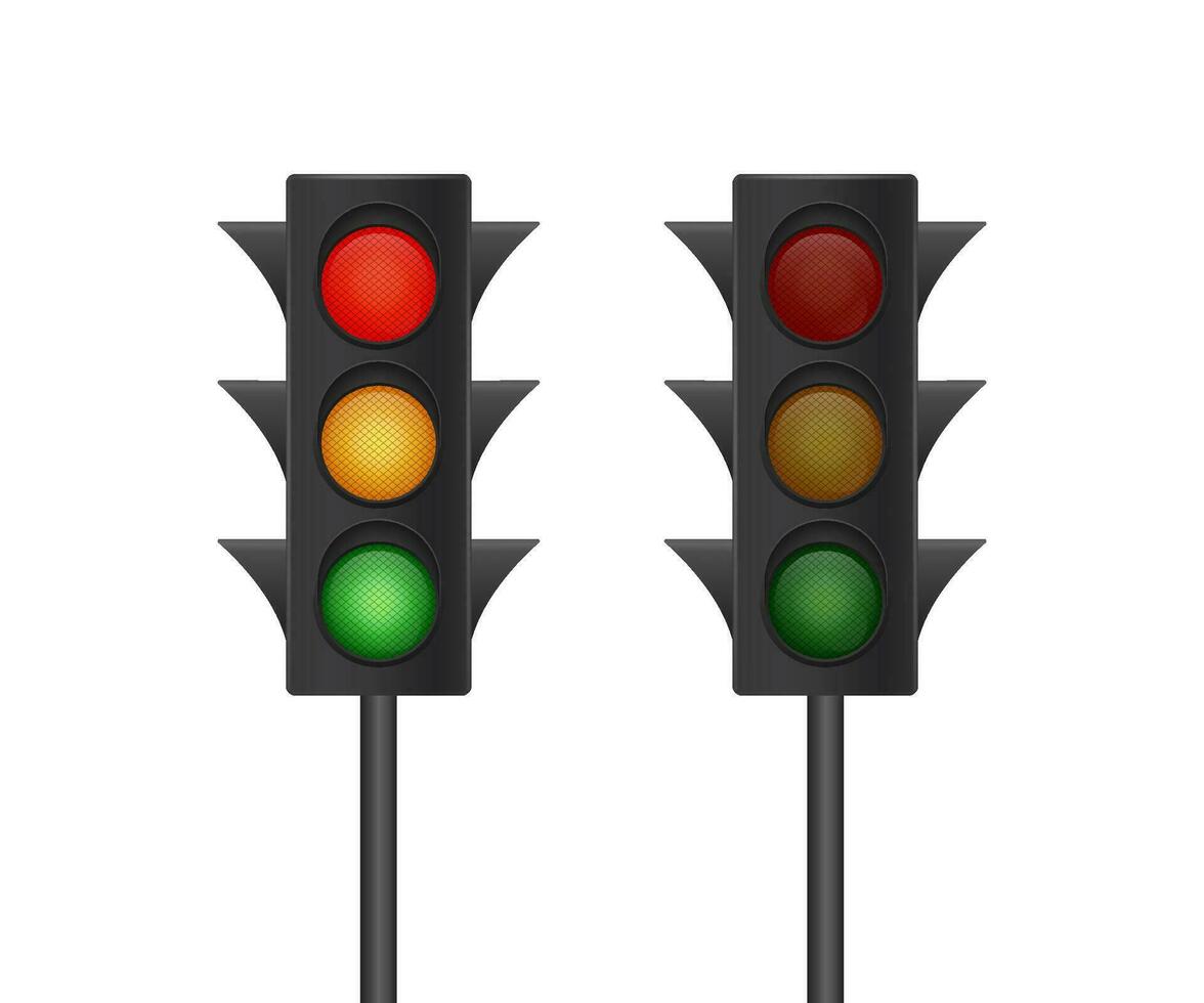 Traffic lights isolated on white background. Vector stock illustration