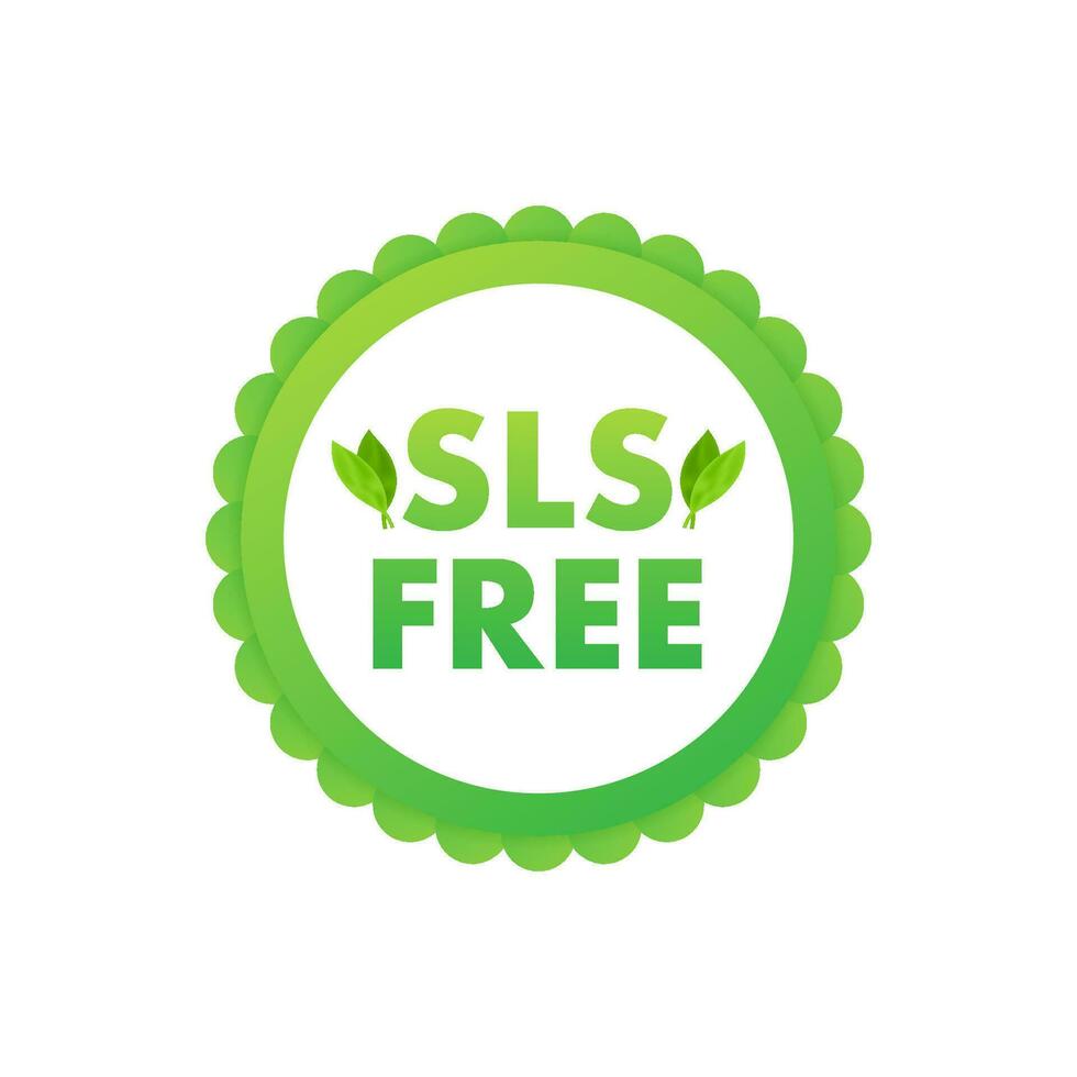 Green icon with sign sls free. Sls free on white background vector