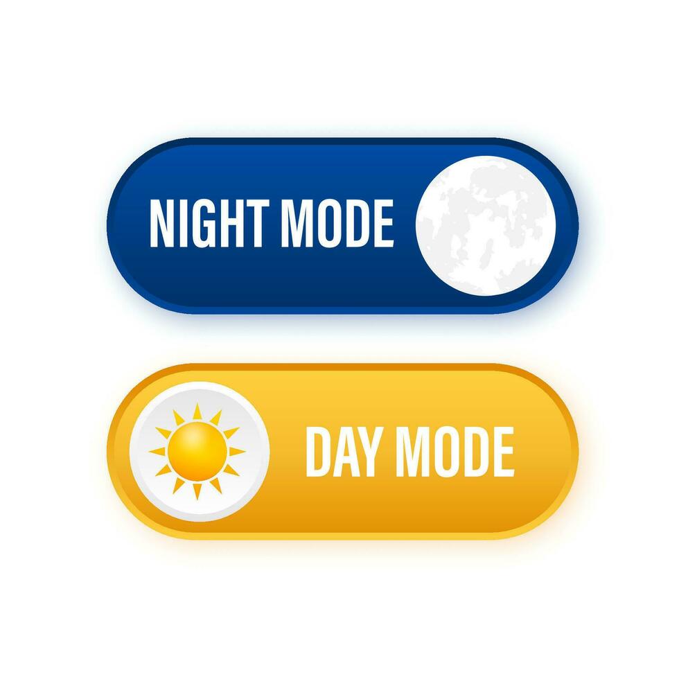 Button with night mode on dark background. Ui design. Dark theme. App interface design concept. Vector stock illustration