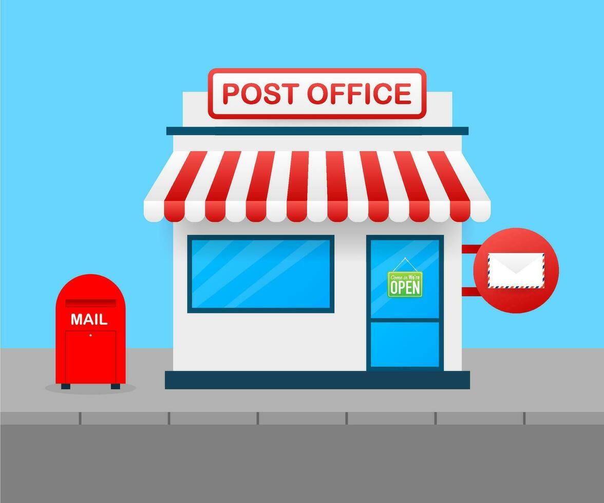 Building of post office. Vector illustration