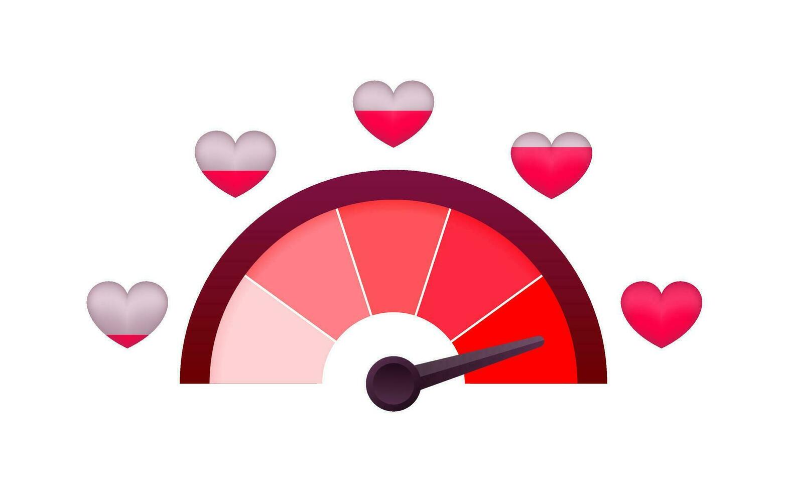 Love meter, heart indicator. Valentines day concept. High speed. Vector stock illustration