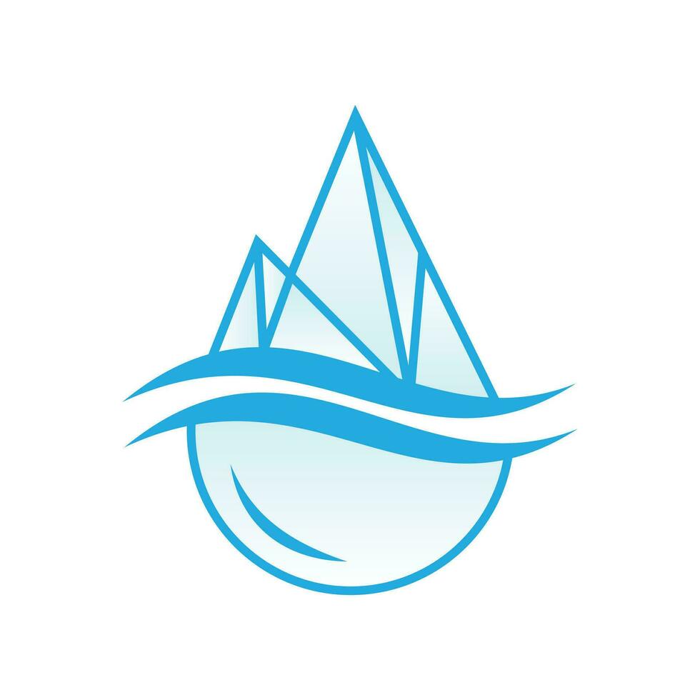 Abstract blue Drop Ice geometric logo flat style vector