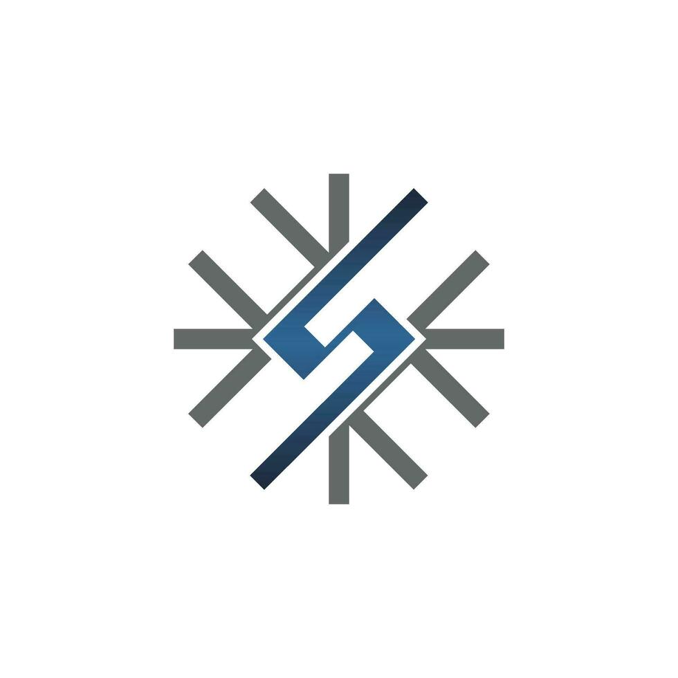 Abstract geometric letter S logo with Snowflake flat style vector