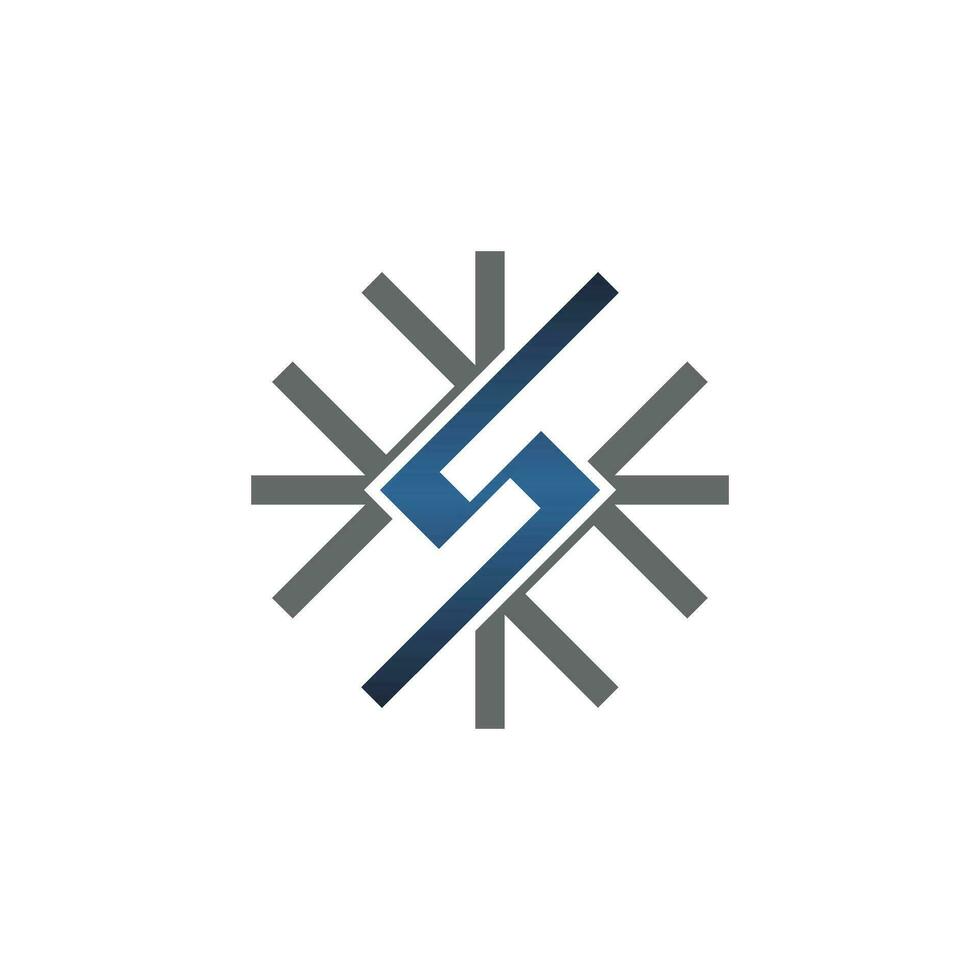 Abstract geometric letter S logo with Snowflake flat style vector