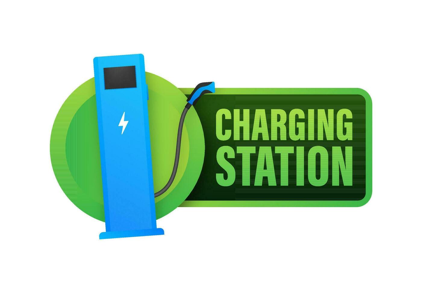 EV charging station banner. Vector stock illustration.