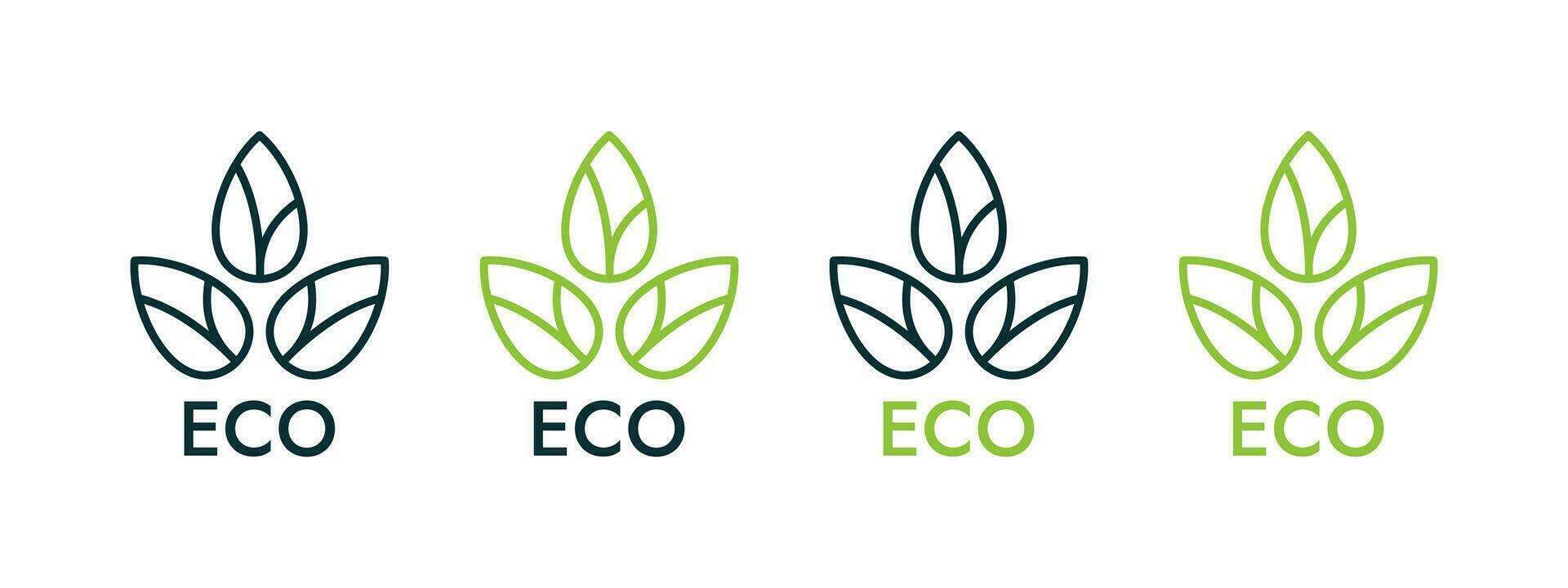 ECO icons. ECO badges or logos. Natural and organic products. Vector scalable graphics