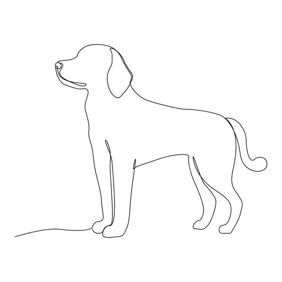 Single line dog outline continuous vector art illustration