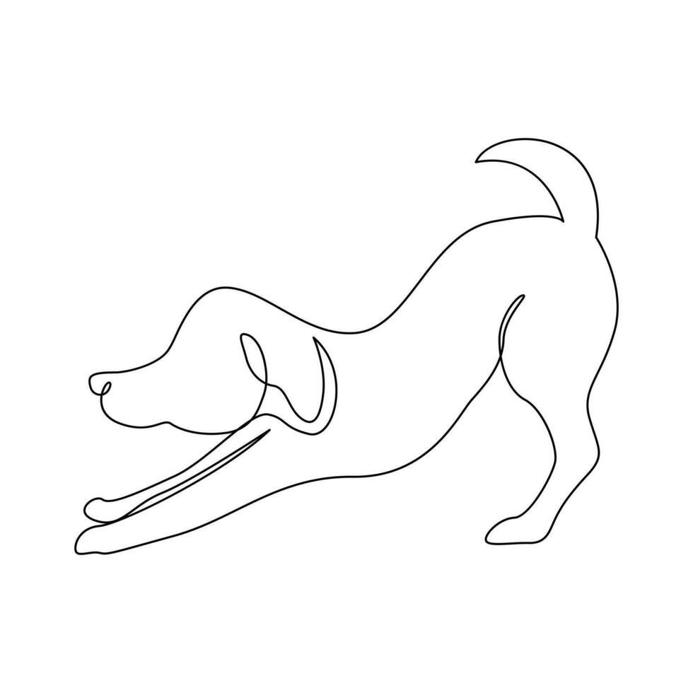 Single line dog outline continuous vector art illustration