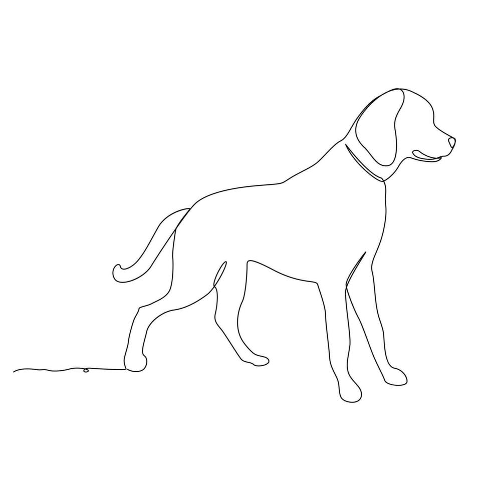 Single line dog outline continuous vector art illustration