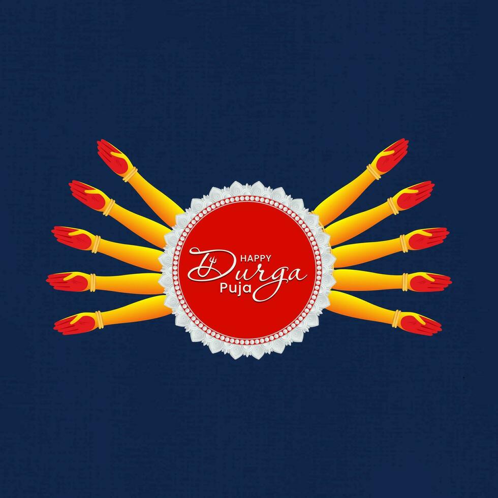 Goddess Durga ten hands in Happy Durga Puja Subh Navratri banner background vector