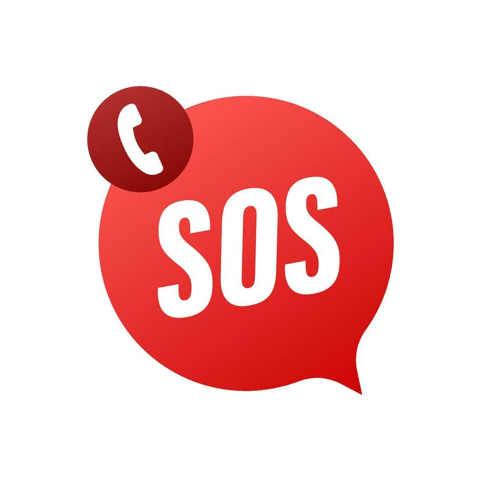 SOS emergency call. 911 calling. A cry for help. Vector stock illustration