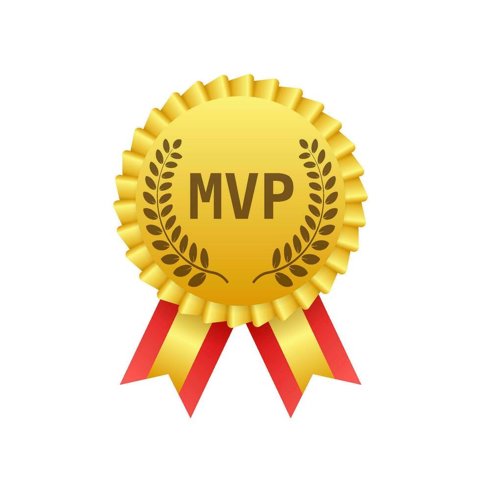 MVP gold medal award on white background. Vector stock illustration