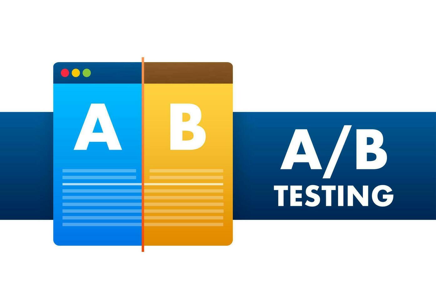 AB testing, split test. Bug Fixing, User Feedback. Homepage landing page template. Vector stock illustration