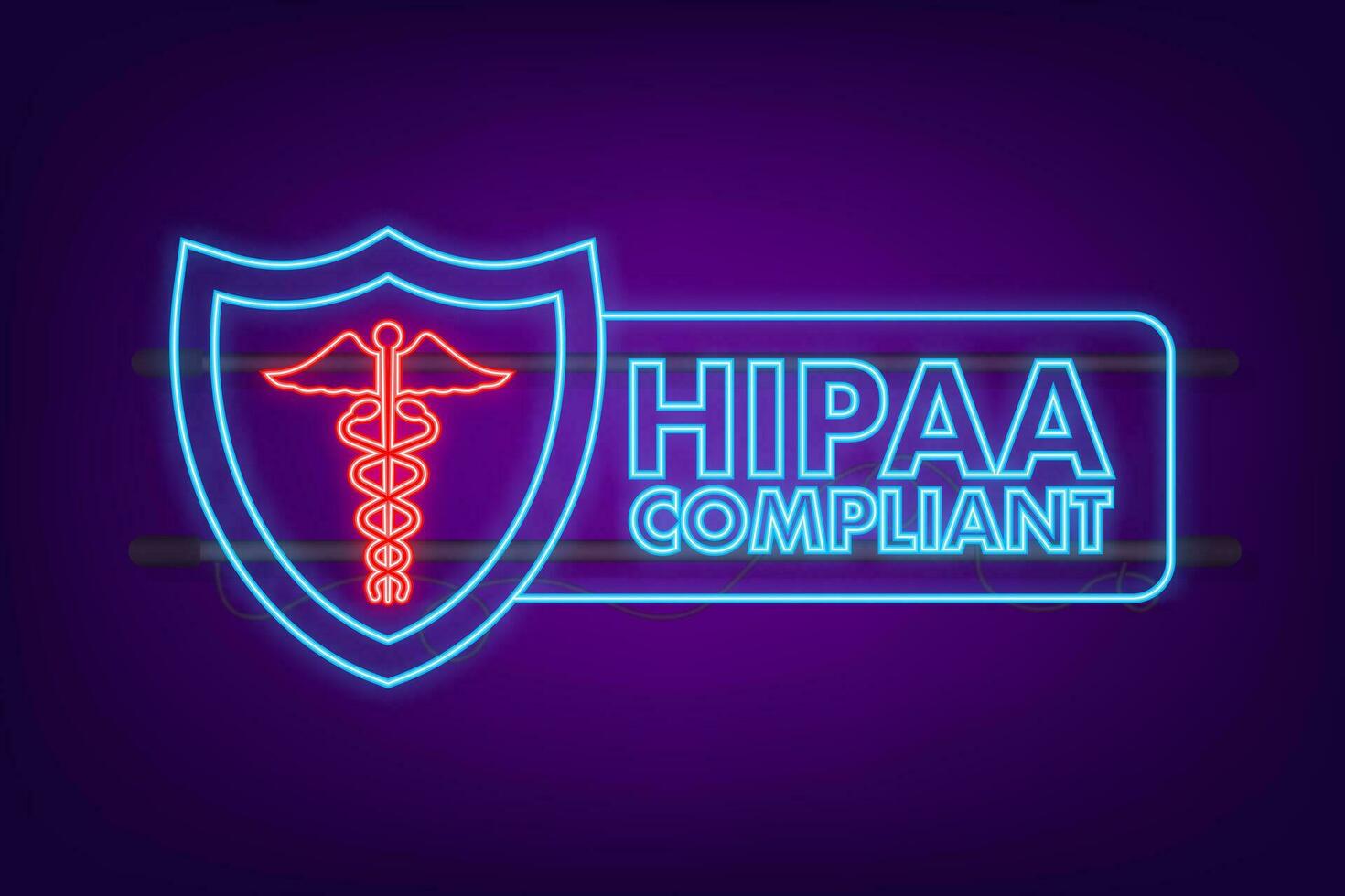 hipaa obediente. marca de verificación neón icono. vector diseño. logo símbolo.