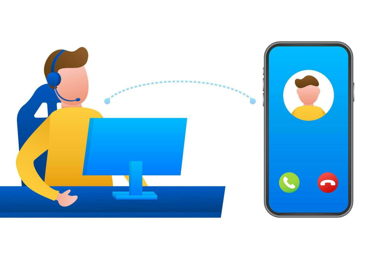 Customer service. Call center landing page. Online support center, assistance. Vector stock illustration