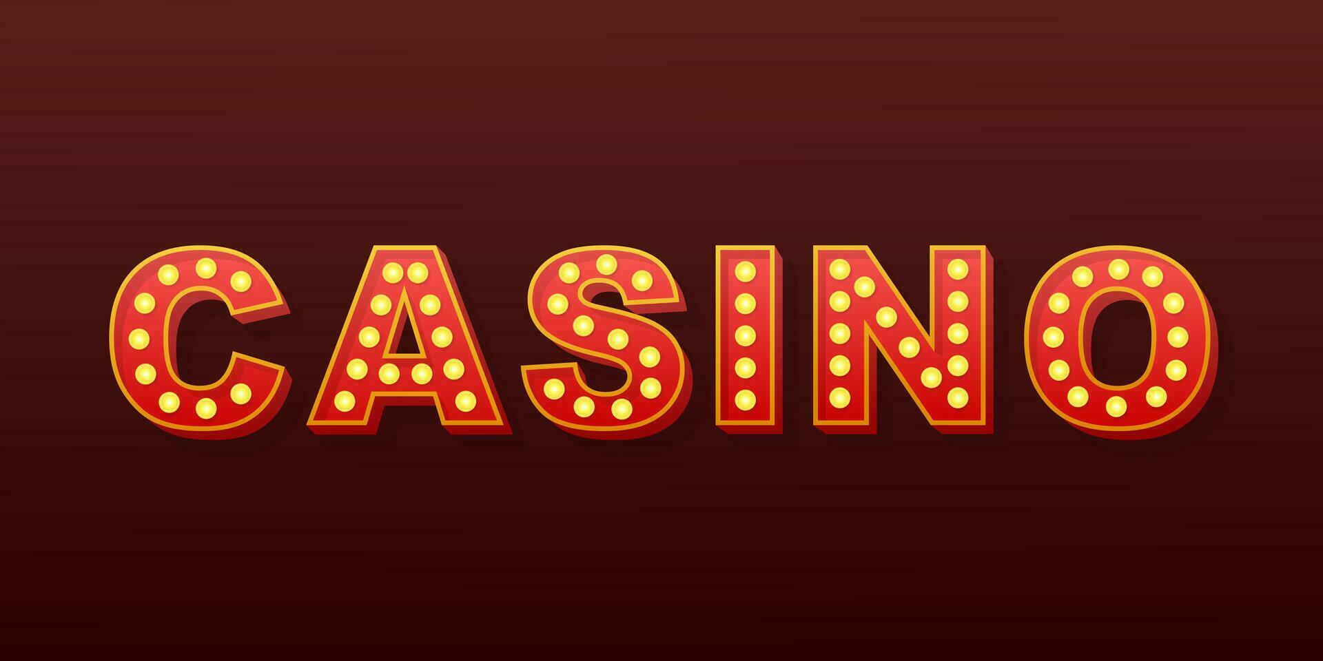 Retro light text casino. Retro light bulb. Vector stock illustration