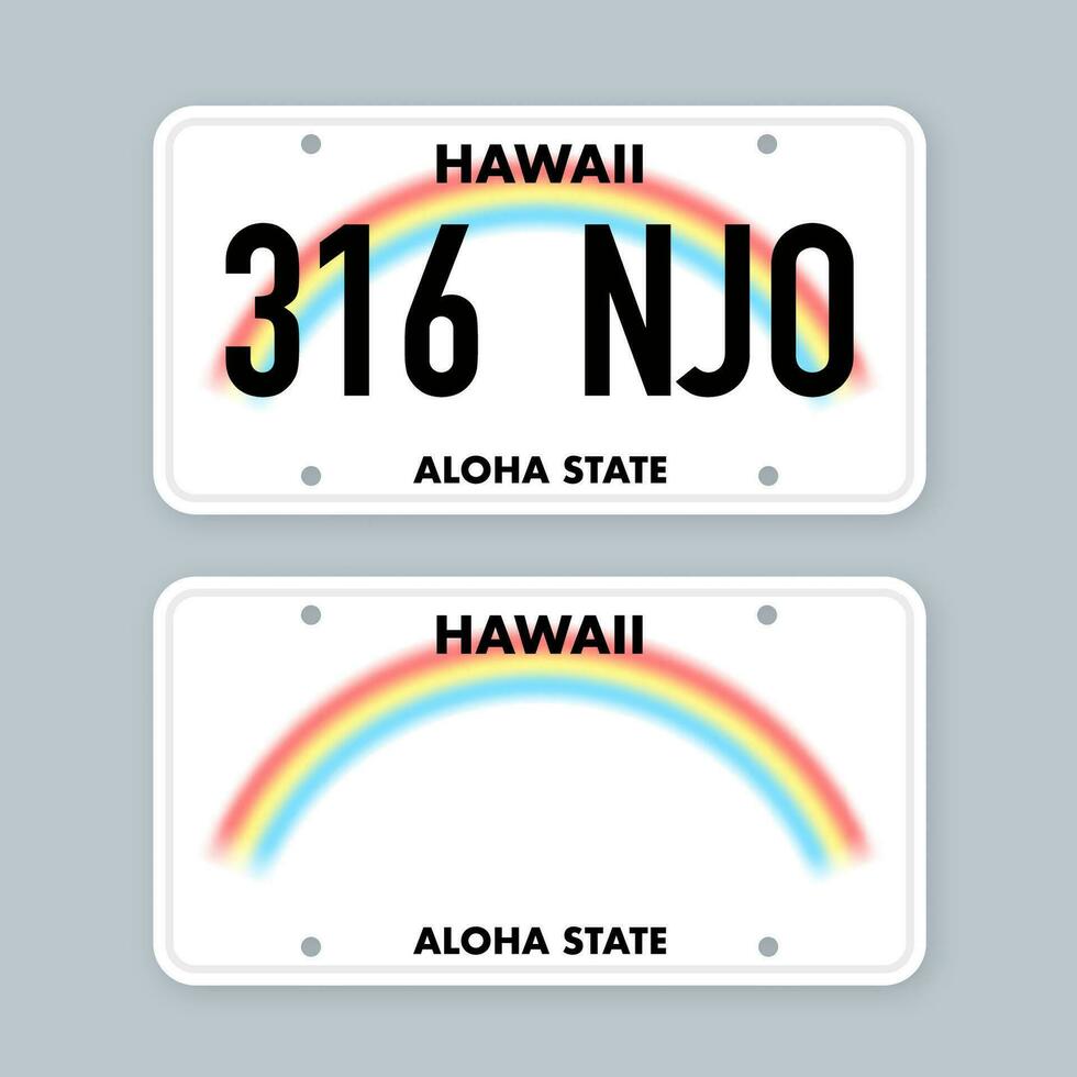 License plate of hawaii. Car number plate. Vector stock illustration