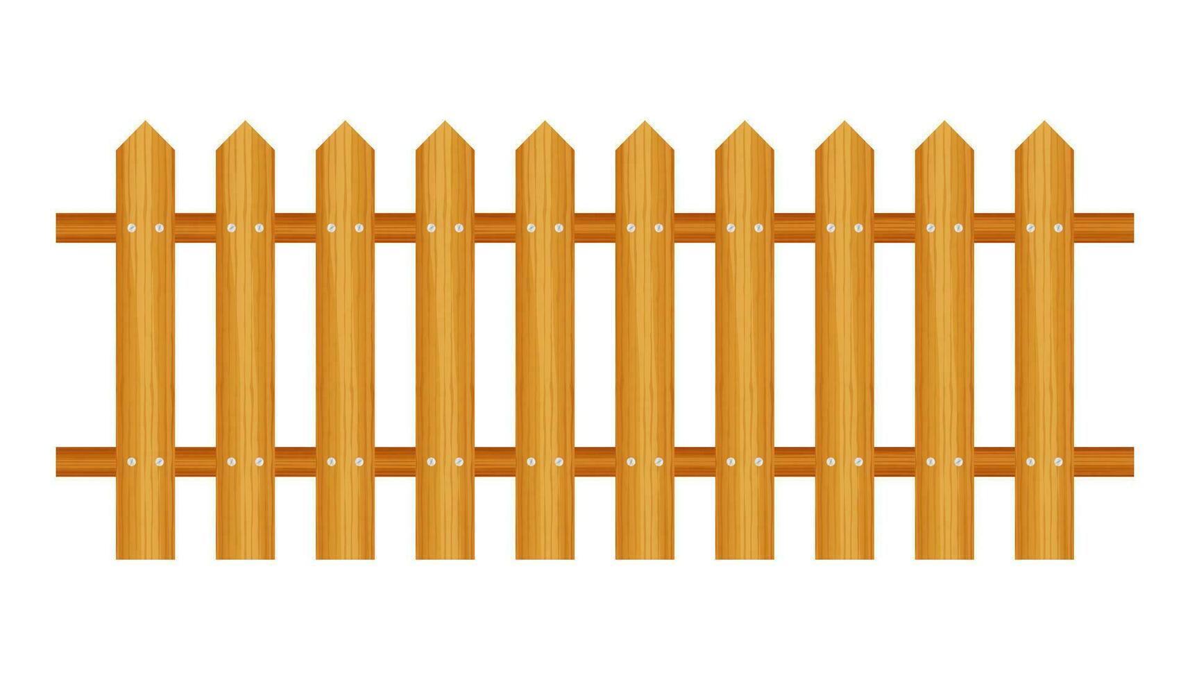 Picket fence, wooden textured, rounded edges Vector illustration