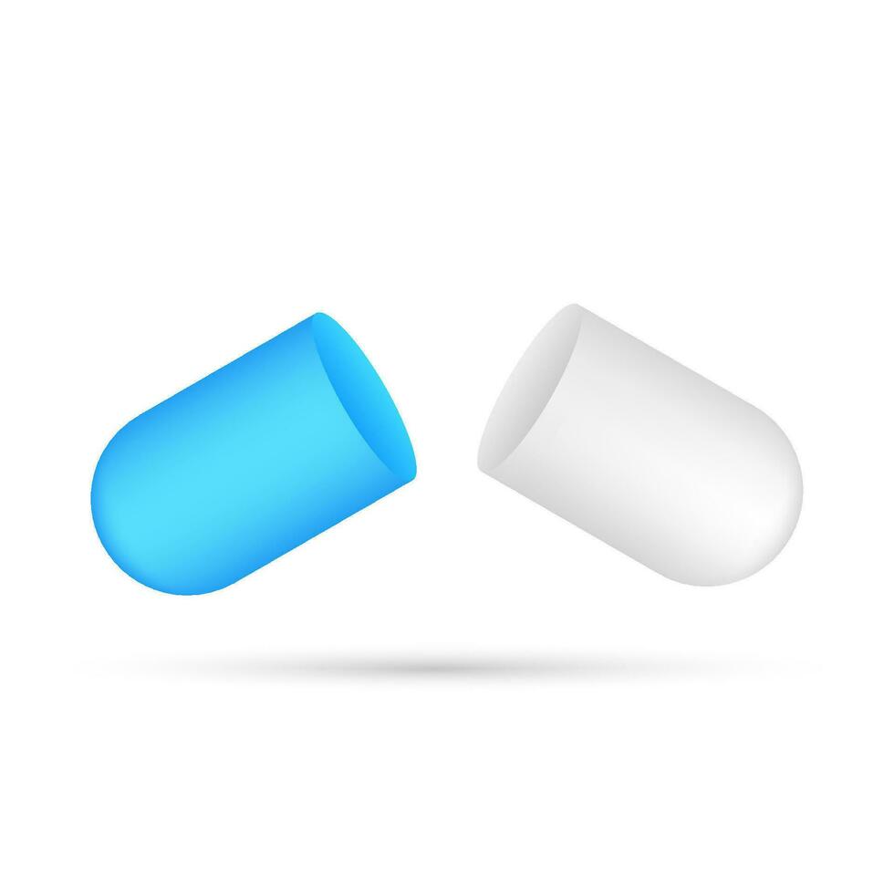 Capsule pill. Small balls pouring from an open medical capsule. Vector illustration.