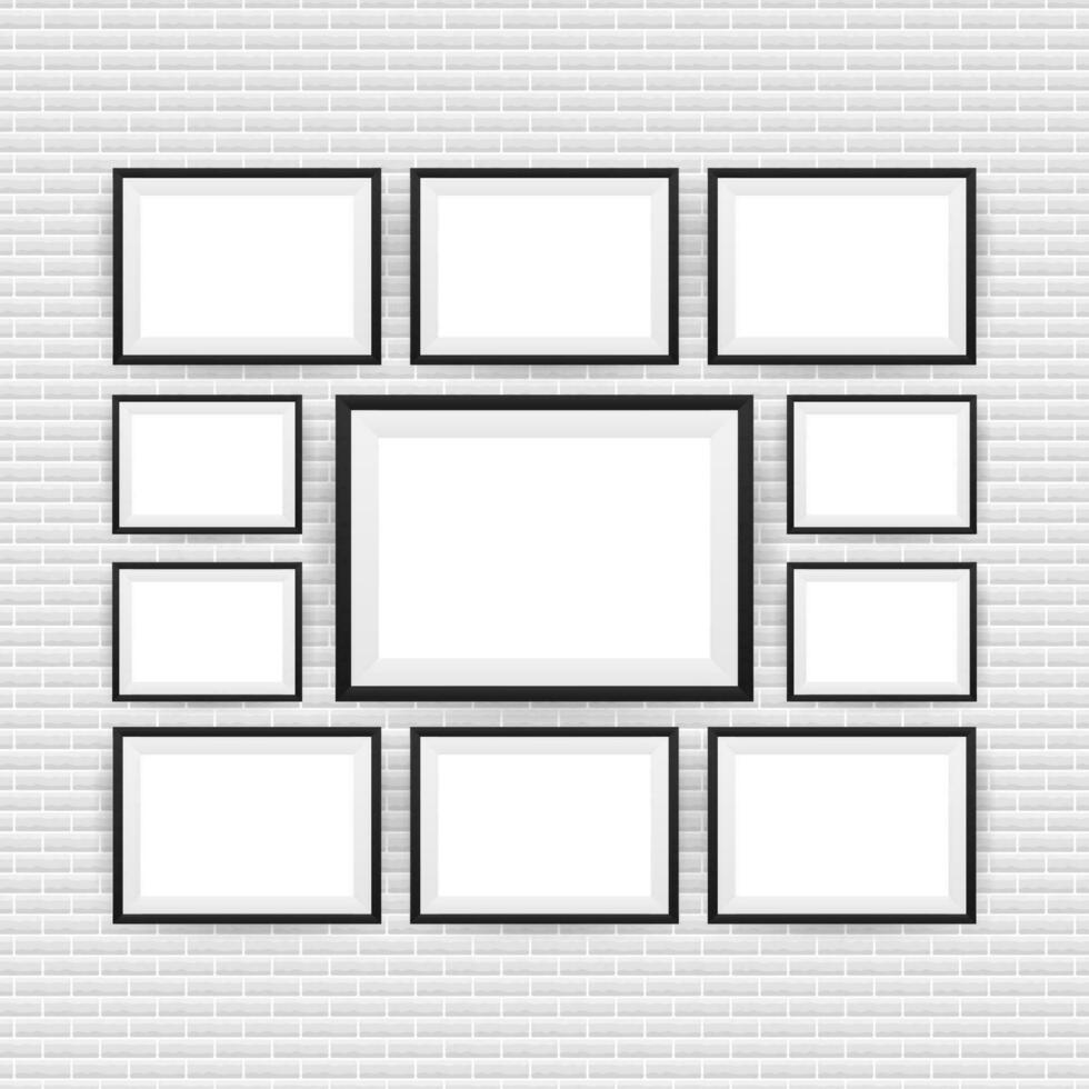 Black Picture Frame Isolated Background. Vector illustration.