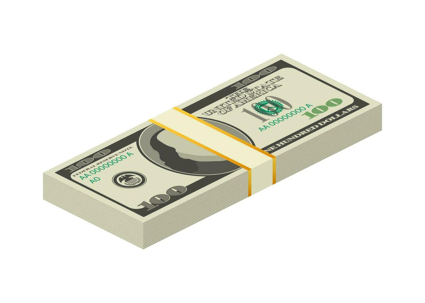 Hundred dollar bill on white background. Money. Vector stock illustration