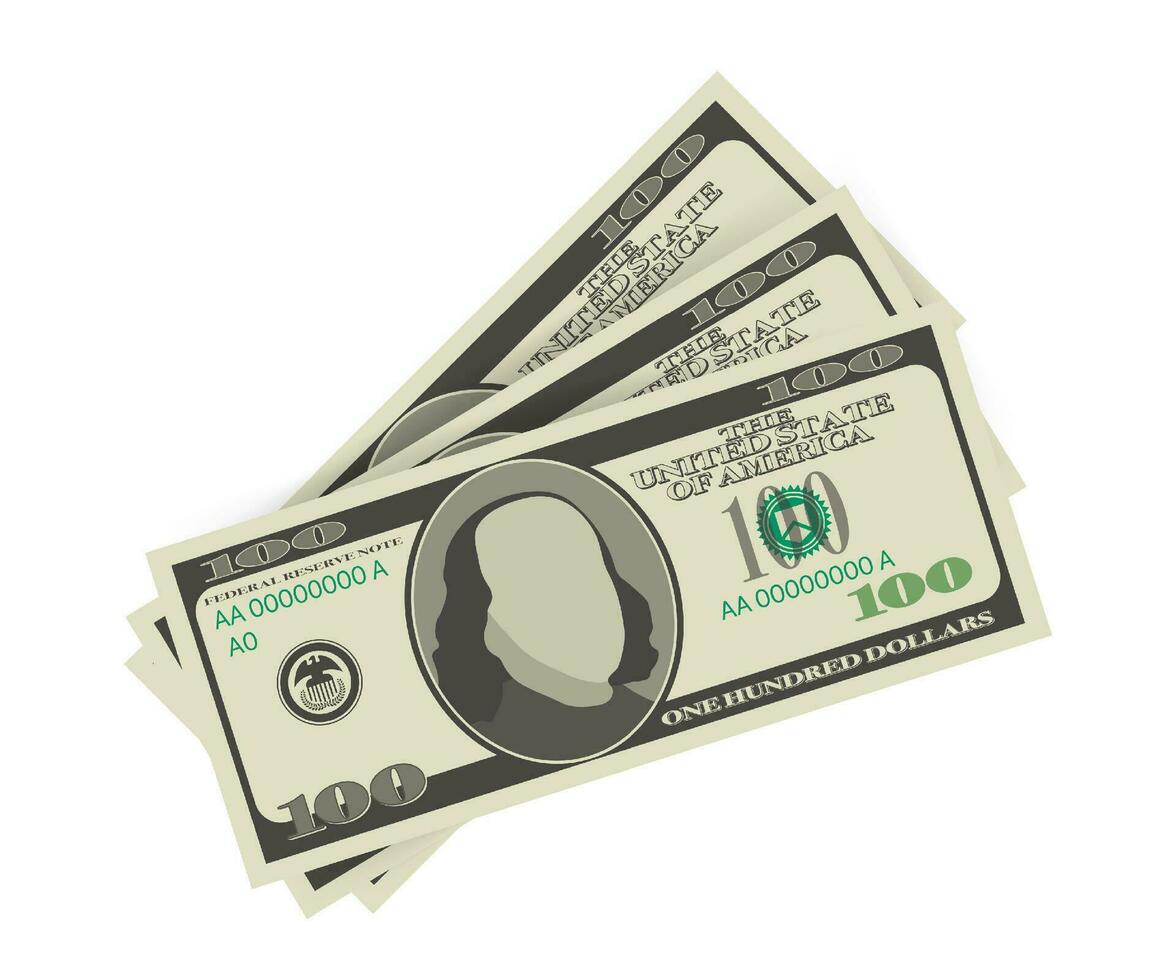 Hundred dollar bill on white background. Money. Vector stock illustration