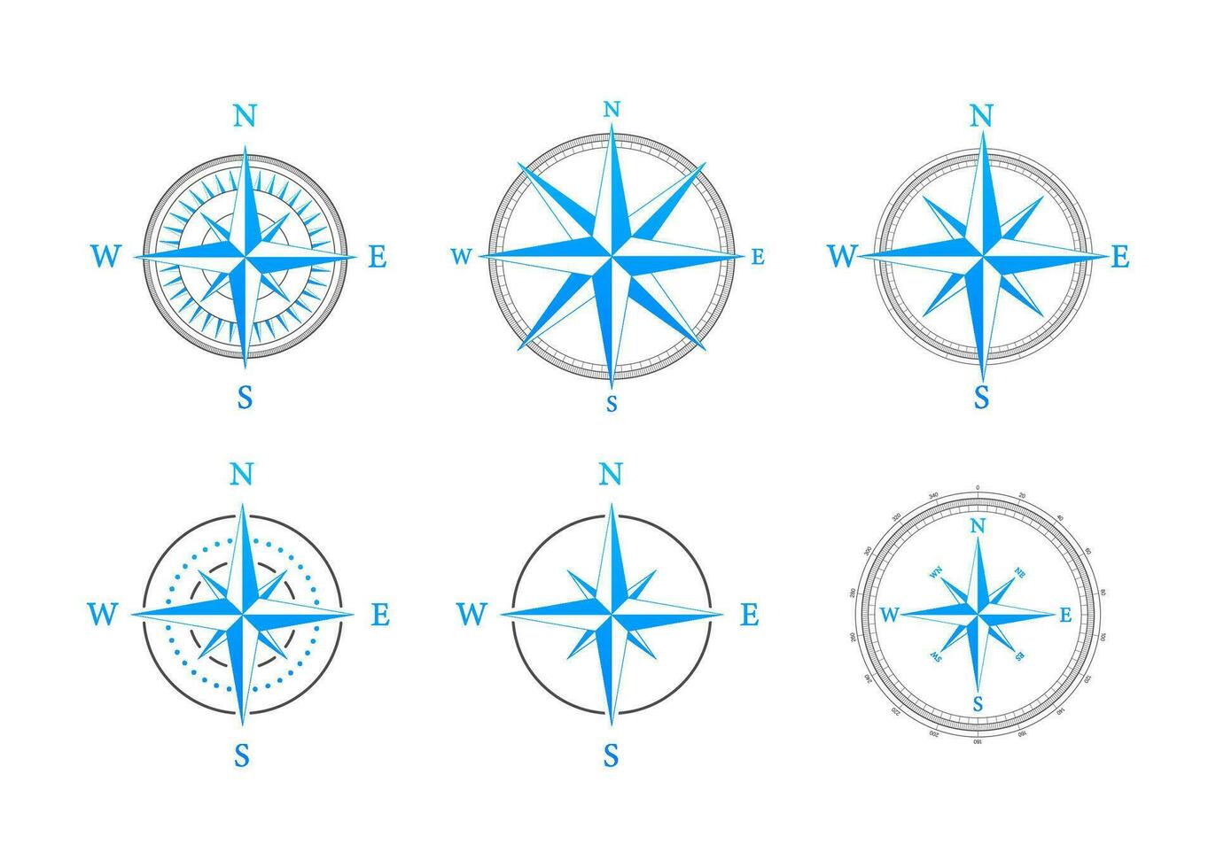 Compass on white background. Flat vector navigation symbol. Vector stock illustration