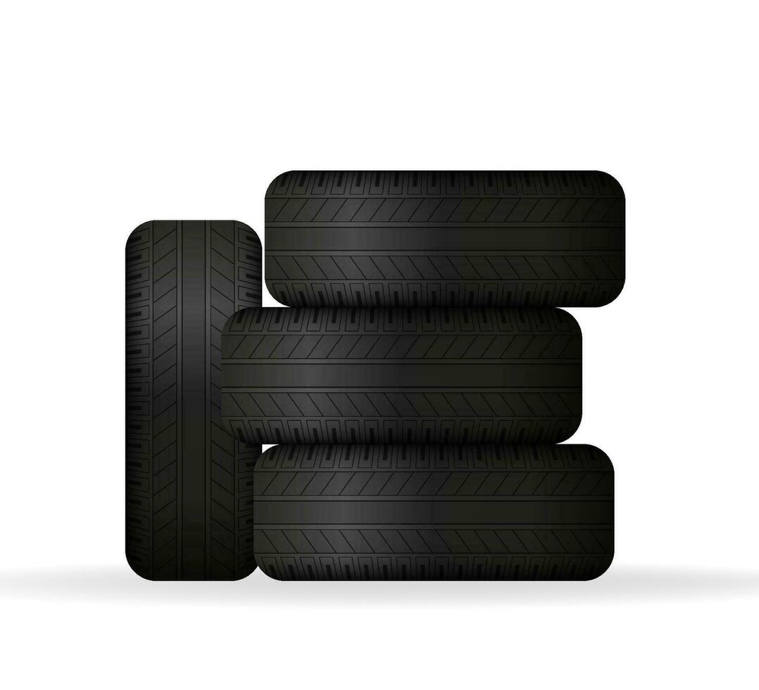 Car tire isolated on white background. Vector illustration.