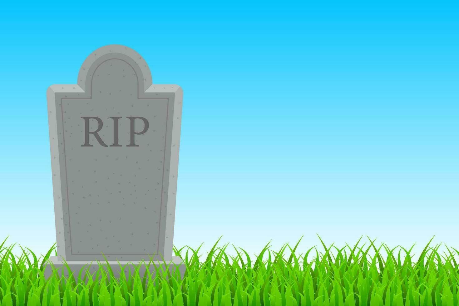 Grave icon flat design. Old gravestone with cracks. Ancient RIP. Vector stock illustration