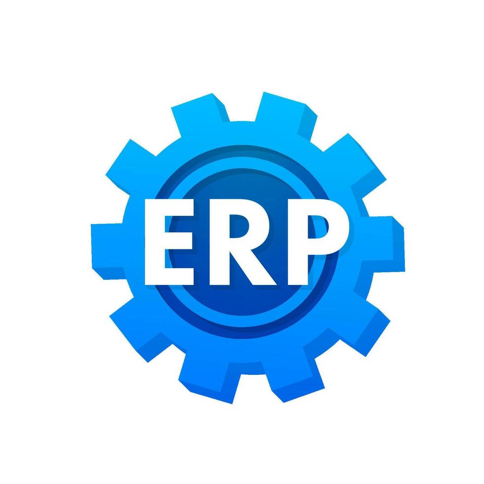 ERP Enterprise resource planning. Industry production. Productivity and company enhancement. Vector stock illustration