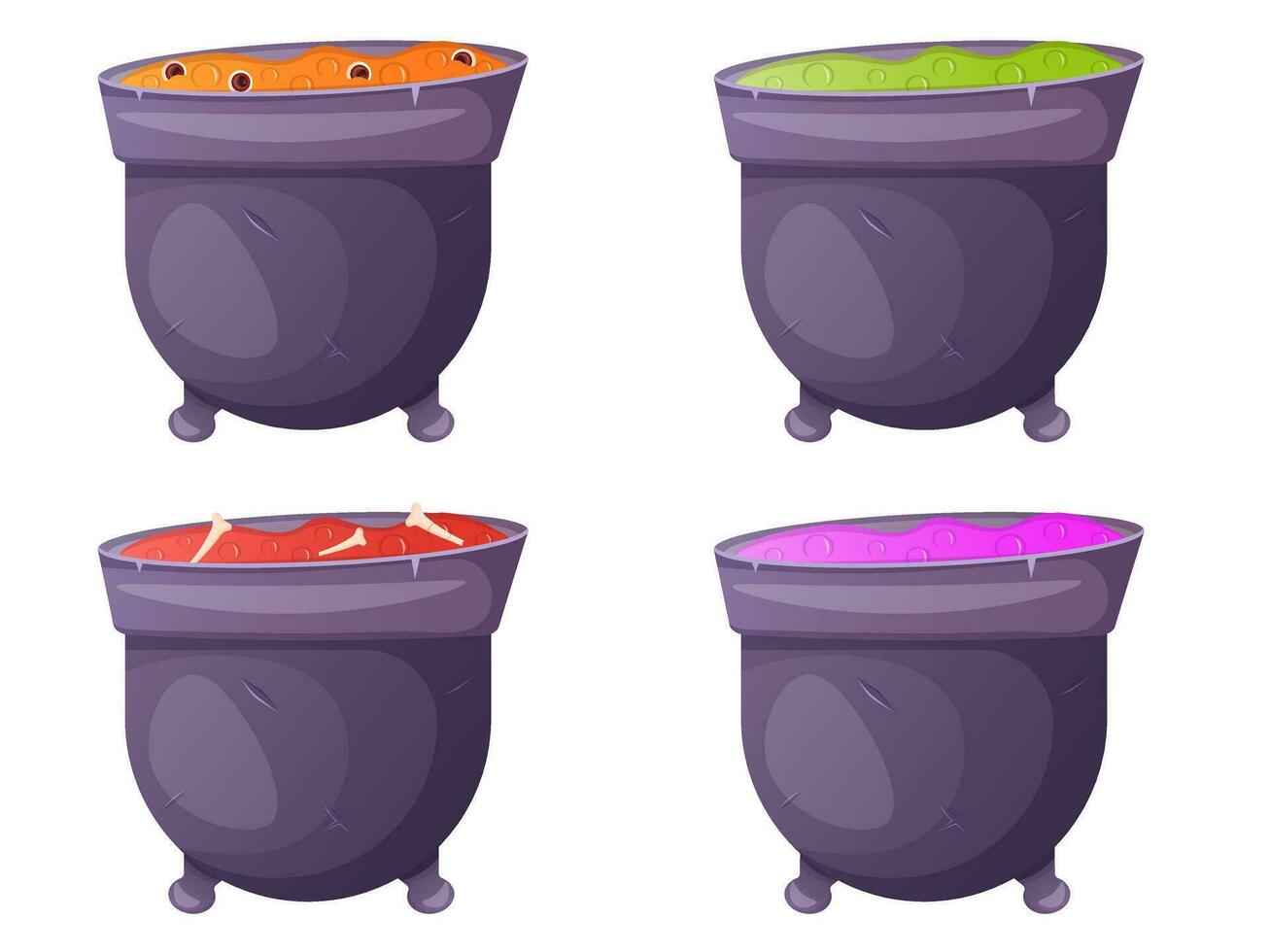 Witch pot with magic potion collection vector