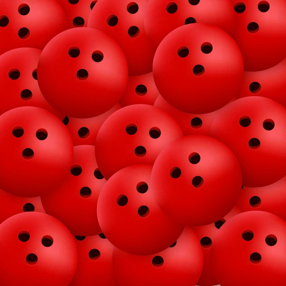 Red Bowling Ball sticker pattern on red background. Vector illustration