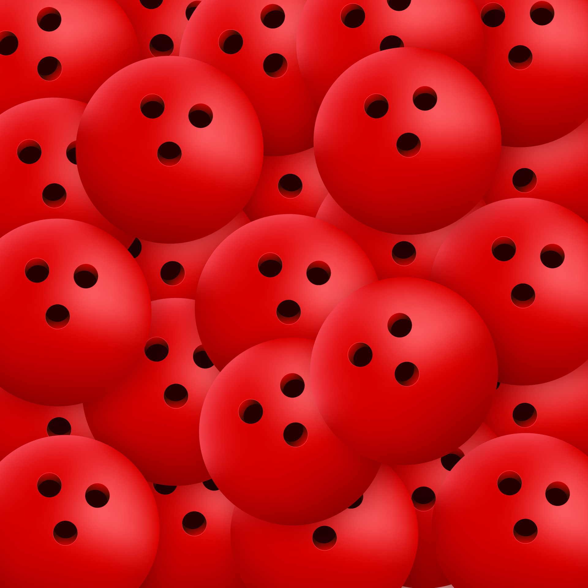 Red Bowling Ball sticker pattern on red background. Vector illustration
