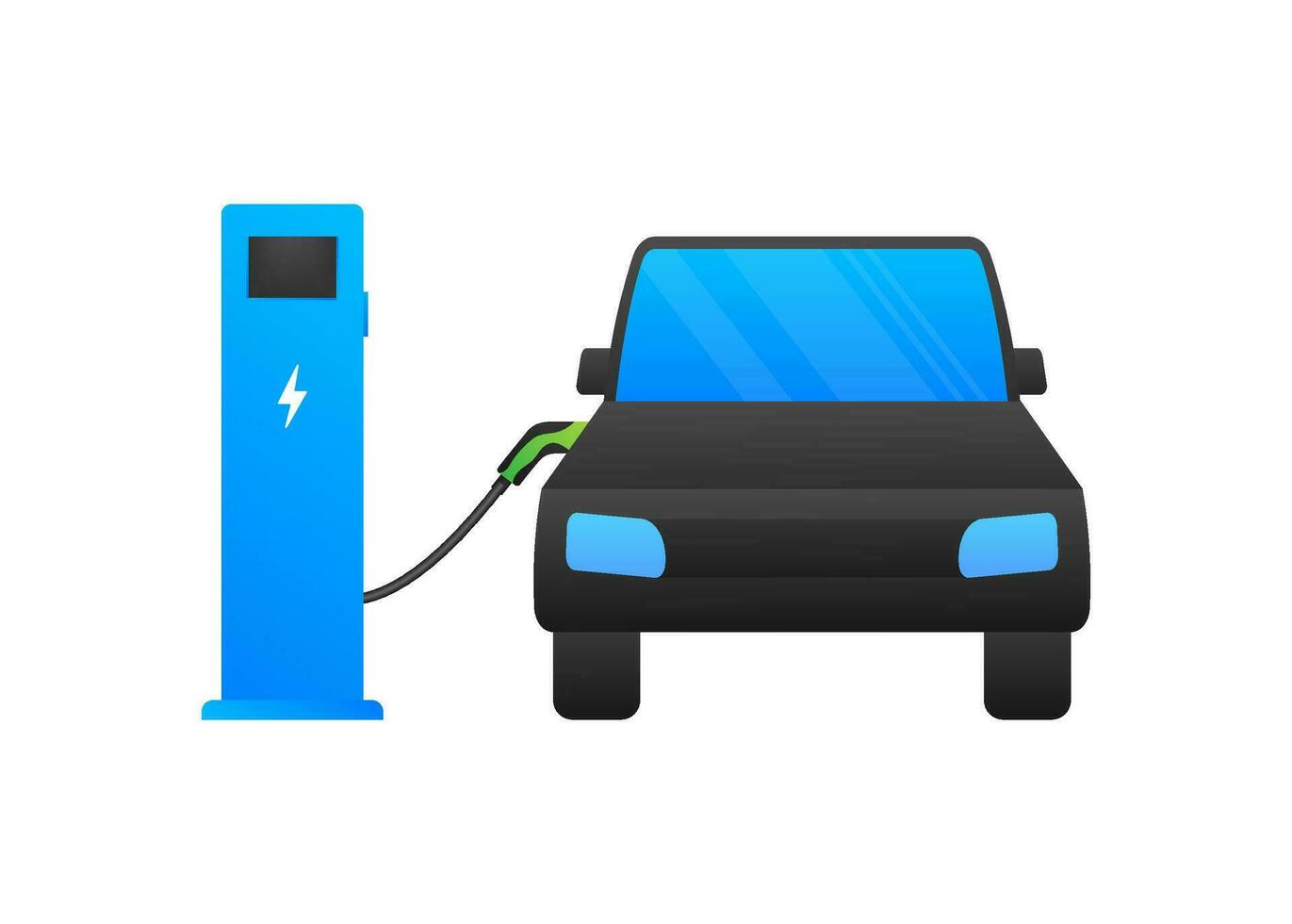 Electric car charging. EV station. Vehicle standing vector