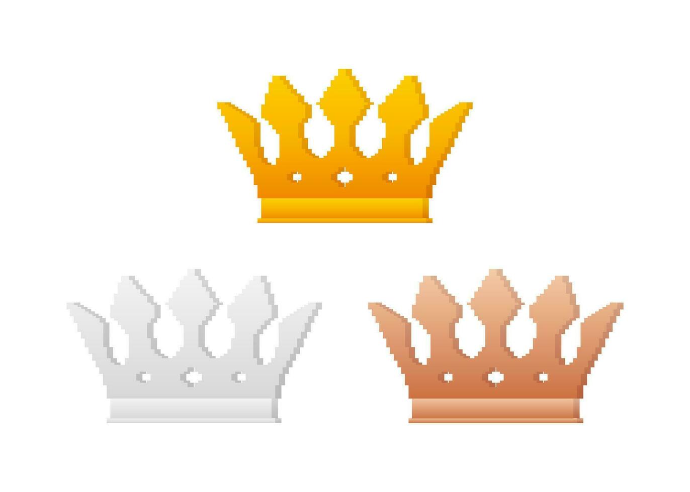 Golden crown. Pixel art icon. 8 bit. Vector stock illustration
